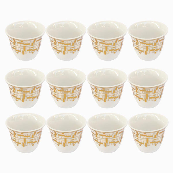 Ceramic Coffee Cawa Shafee Cup Set of 12 Pcs Abstract Print 75 ml