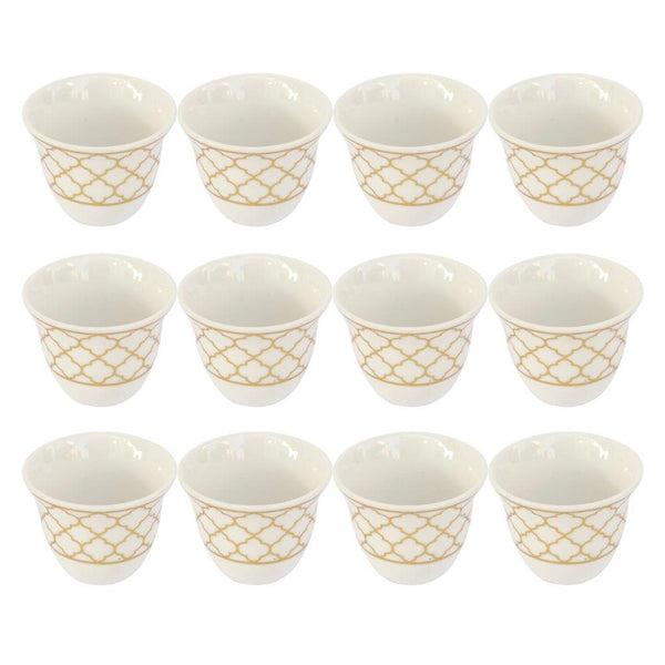 Ceramic Coffee Cup and Saucer Set of 6 Pcs Abstract Print Design 75 ml