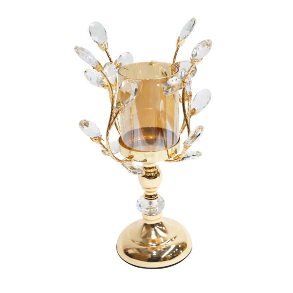 Satin Gold Elegant Metal Candleholder Wedding Table Centrepiece 28*11.5 cm