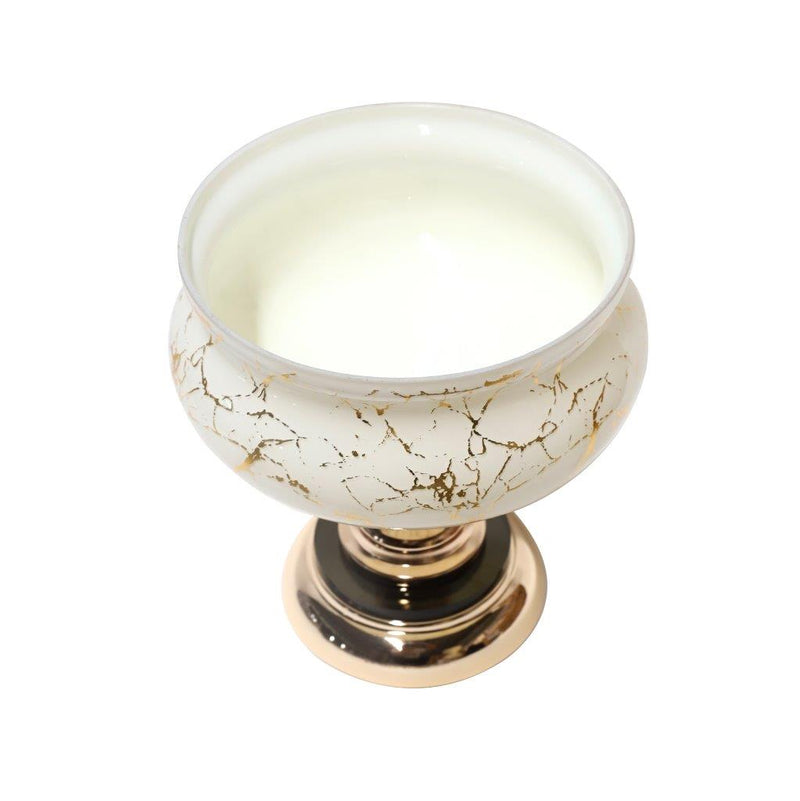 Luxury Decor Glass Mosaic White and Gold Footed Madelyn Bowl Centerpiece 19*22 cm