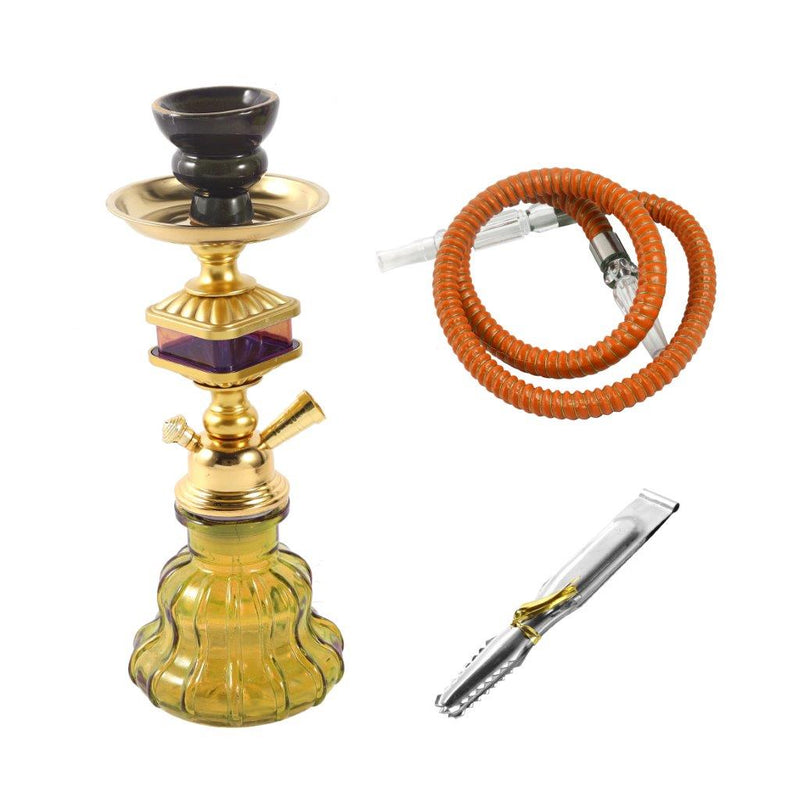 Premium Design Single Shisha Hookah Arguileh Complete Kit with Hose 26*10.5 cm