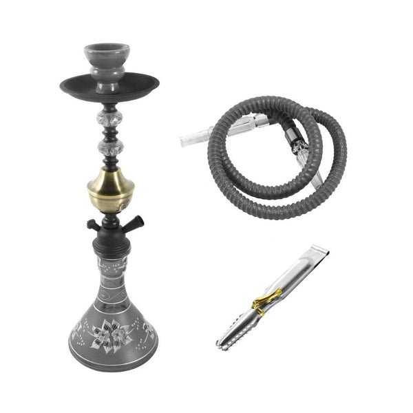 Premium Design Single Shisha Hookah Arguileh Complete Kit with Hose 44.5*13.5 cm