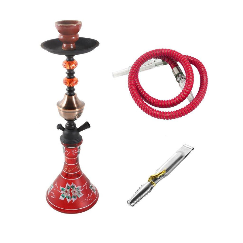 Premium Design Single Shisha Hookah Arguileh Complete Kit with Hose 44.5*13.5 cm