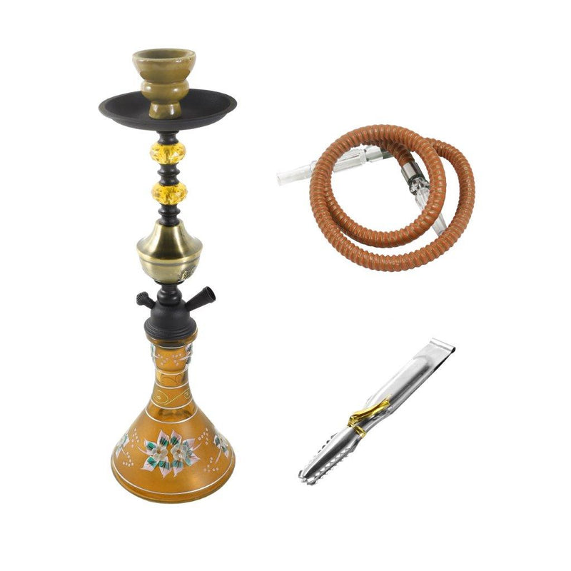 Premium Design Single Shisha Hookah Arguileh Complete Kit with Hose 44.5*13.5 cm