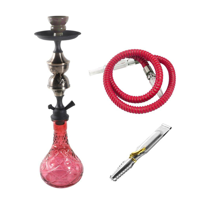 Premium Design Single Shisha Hookah Arguileh Complete Kit with Hose 49*14 cm