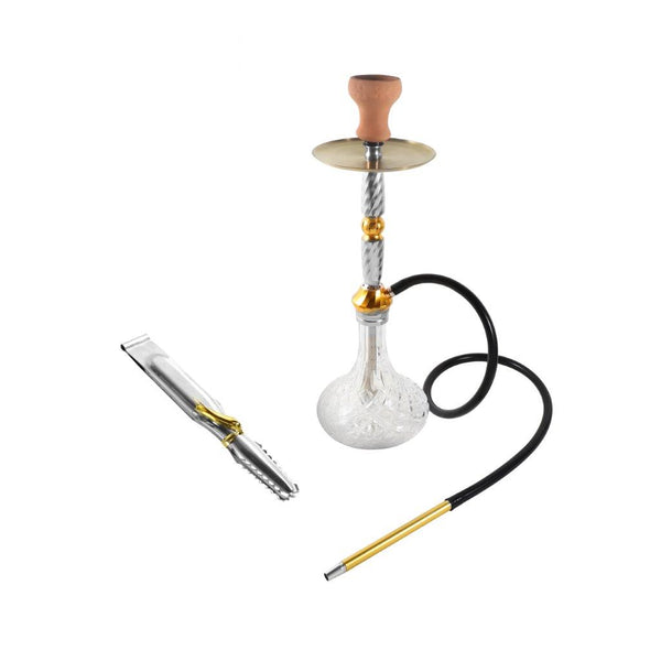 Premium Design Single Shisha Hookah Arguileh Complete Kit with Hose 46.5*17 cm