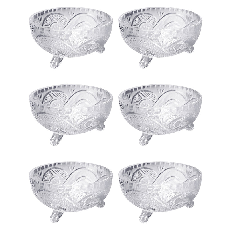 Crystal Cut Glass Ice Cream and Dessert Bowl Set of 6 Pcs 10*6 cm