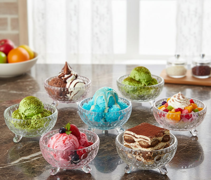 Glass Ice Cream and Dessert Bowl Set of 6 Pcs