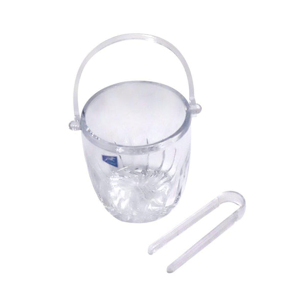 Glass Ice Bucket with handle and Tong Set 12*13.5/975 ml