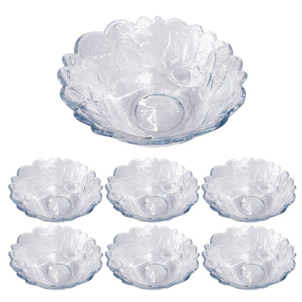 Crystal Cut Glass Ice Cream and Dessert Bowl Set of 7 Pcs 22.3*11/12.5*5.5 cm