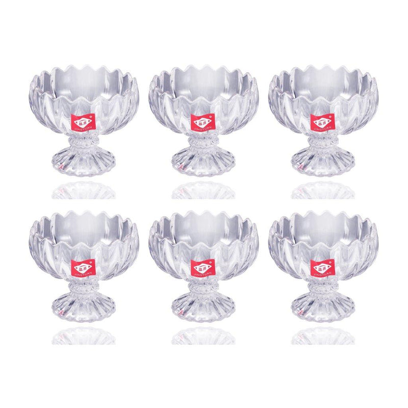 Crystal Cut Glass Footed Ice Cream and Dessert Bowl Set of 6 Pcs 8.5*7.5 cm