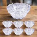 Crystal Cut Glass Ice Cream and Dessert Bowl Set of 7 Pcs 24.5*12/11.5*5.5 cm