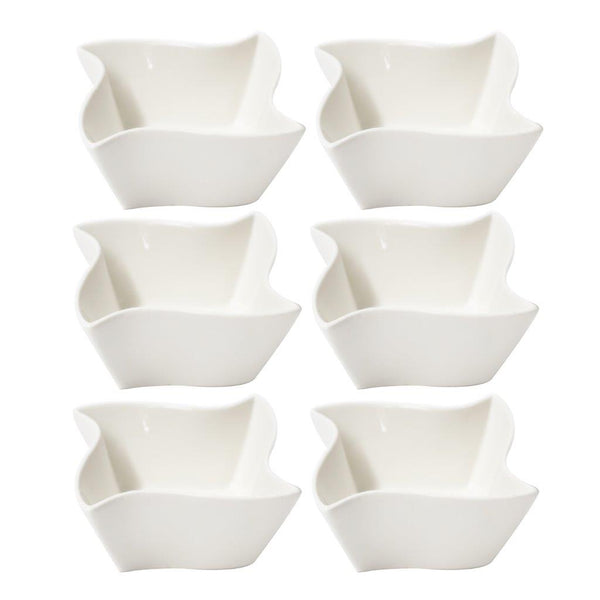 White Ceramic Fine Porcelain Serving and Dipping Bowl Snacks Fruits and Nuts Bowl Set of 6 Pcs 9.5*4.9 cm