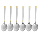 Stainless Steel Tableware Silver and Gold Rice Spoon Kitchen Utensils Set of 6 Pcs 20 cm