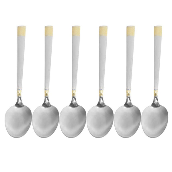 Stainless Steel Tableware Silver and Gold Rice Spoon Kitchen Utensils Set of 6 Pcs 20 cm