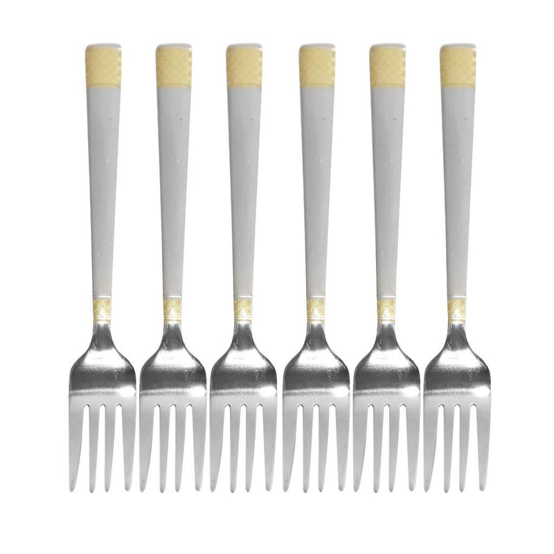 Stainless Steel Tableware Silver and Gold Table Fork Kitchen Utensils Set of 6 Pcs 20 cm