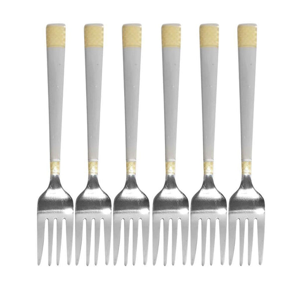 Stainless Steel Tableware Silver and Gold Table Fork Kitchen Utensils Set of 6 Pcs 20 cm