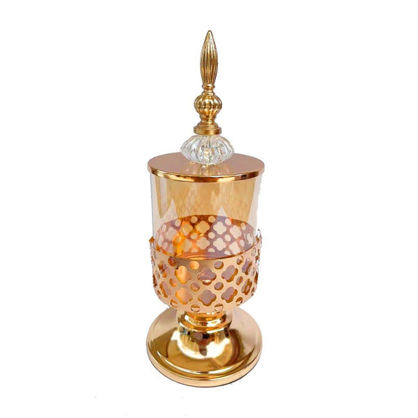 Elegant Glass Craft Gold Candleholder Wedding Table Centrepiece set of 3 Pcs 28*12/30*12/32*12 cm