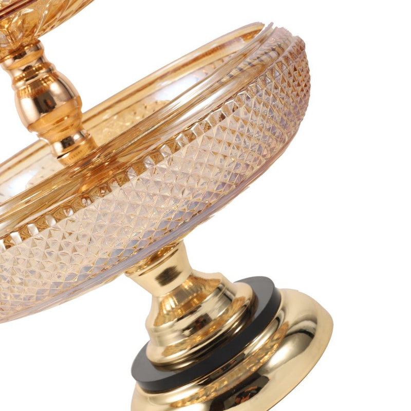 Luxury Deccor Glass Cake Stand Fruit Platter 2 Tier Gold (check) 47*19*25 cm