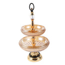 Luxury Deccor Glass Cake Stand Fruit Platter 2 Tier Gold (check) 47*19*25 cm