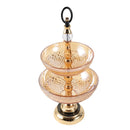 Luxury Deccor Glass Cake Stand Fruit Platter 2 Tier Gold (check) 47*19*23 cm