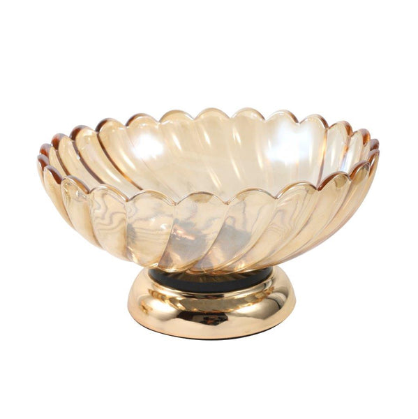 Luxury Decor Champagne Footed Fruit Bowl Set (3pcs in set) 15.9/25.5*12 cm