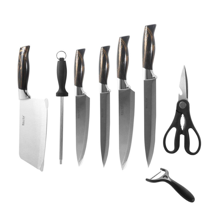 Premium Quality Stainless Steel Chef Kitchen Knife Set of 7 Pcs Black Handle
