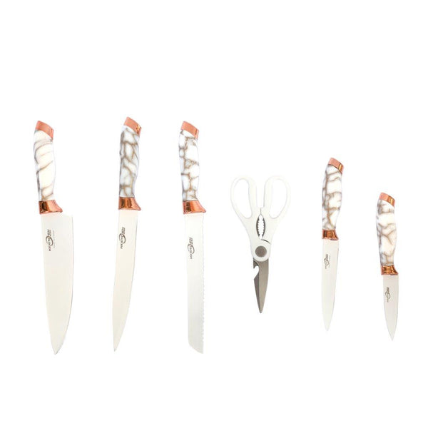 Premium Quality Stainless Steel Chef Kitchen Knife Set of 7 Pcs Abstract Handle