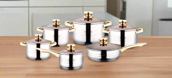 Stainless Steel Cooking Pot Stockpot Casserole Set of 12 Pcs cm