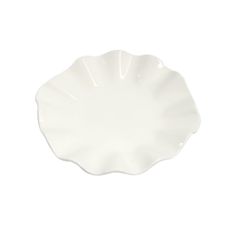 White Ceramic Tableware Ceramic Ruffle Serving Platter 9"