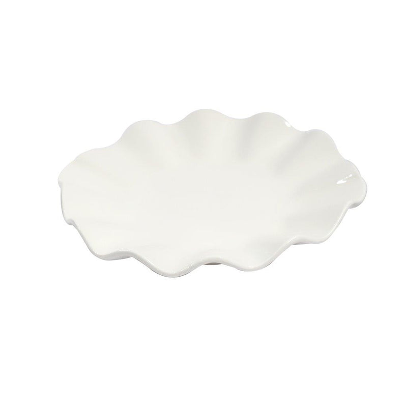 White Ceramic Tableware Ceramic Ruffle Serving Platter 9"