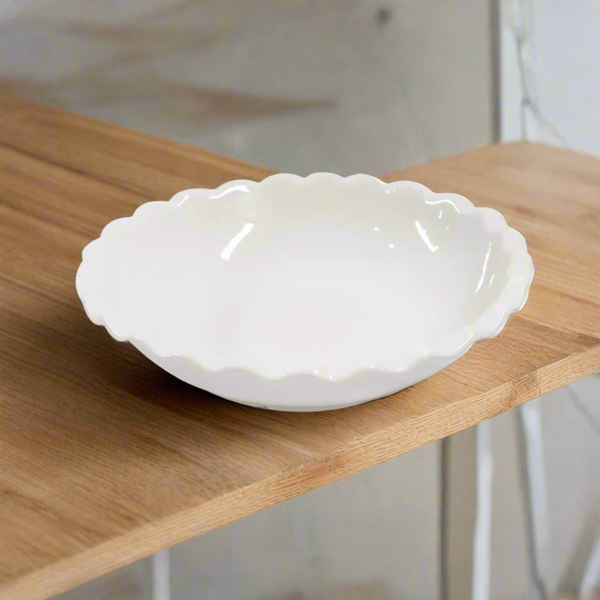 White Ceramic Tableware Ceramic Pie Dish Serving Bowl 10"