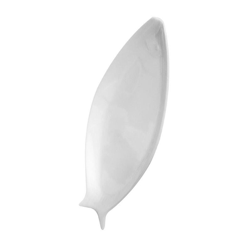 White Ceramic Tableware Ceramic Serving Plate Fish Design  14"