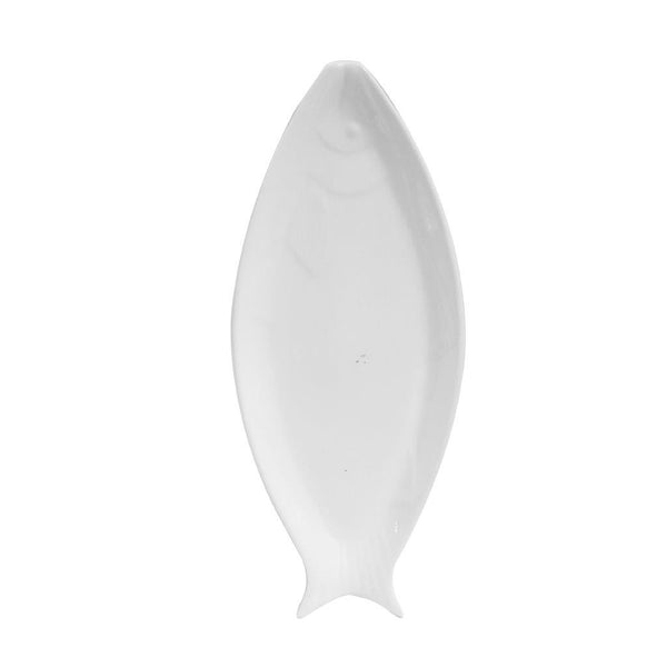 White Ceramic Tableware Ceramic Serving Plate Fish Design  14"