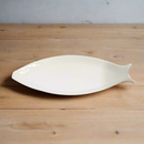 White Ceramic Tableware Ceramic Serving Plate Fish Design  14"