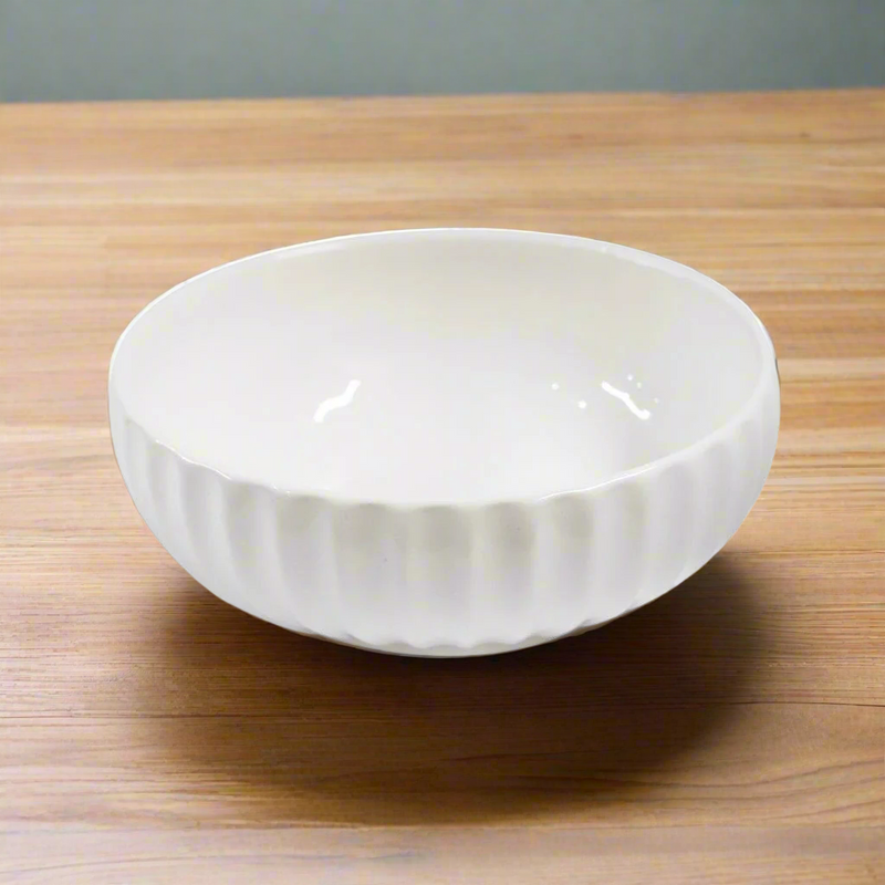 White Ceramic Tableware Ceramic Salad Bowl Serving Bowl 10"