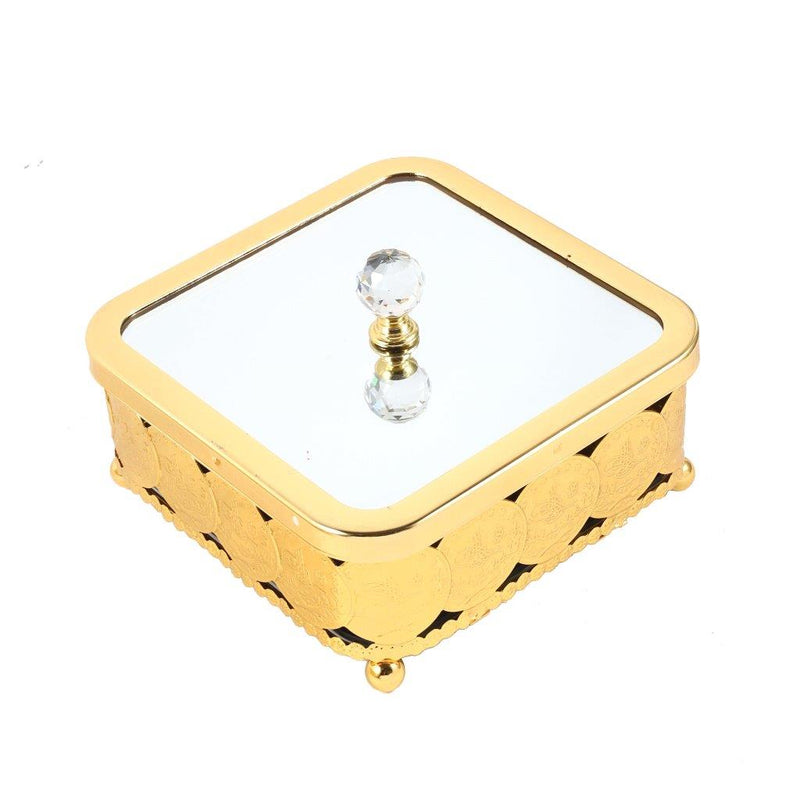 Engraved Deco Gold Candy Box Nuts and Chocolates Serving Tray Set of 3 Pcs