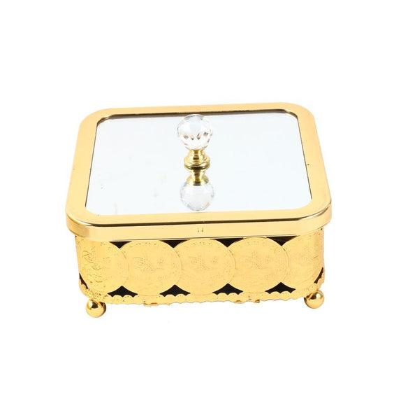 Engraved Deco Gold Candy Box Nuts and Chocolates Serving Tray Set of 3 Pcs