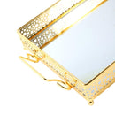 Deco Gold Metal Glass Base Rectangular Serving Tray Set of 2 Pcs