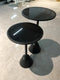 Round Glass Top Black Metal Accent Sofa Side Table End Table Coffee Table Abstract Design Body Set of 2 Pcs