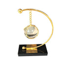 Crystal Ball With Metal Stand Abstract Art Tabletop Deco Crystal Sphere