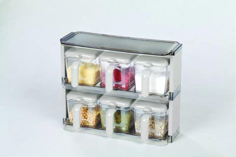 Premium Quality Airtight Acrylic Canister Set of 6 Pcs 32*12*16 cm