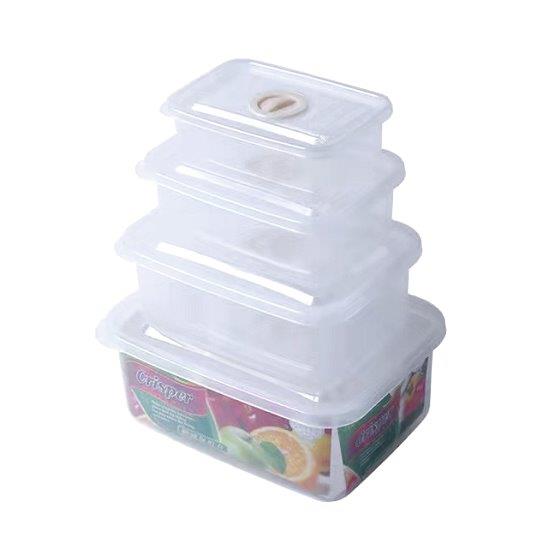 Multipurpose Mixed Colours Plastic Storage Box Food Container Set of 4 Pcs 19.5*14.5*8 cm