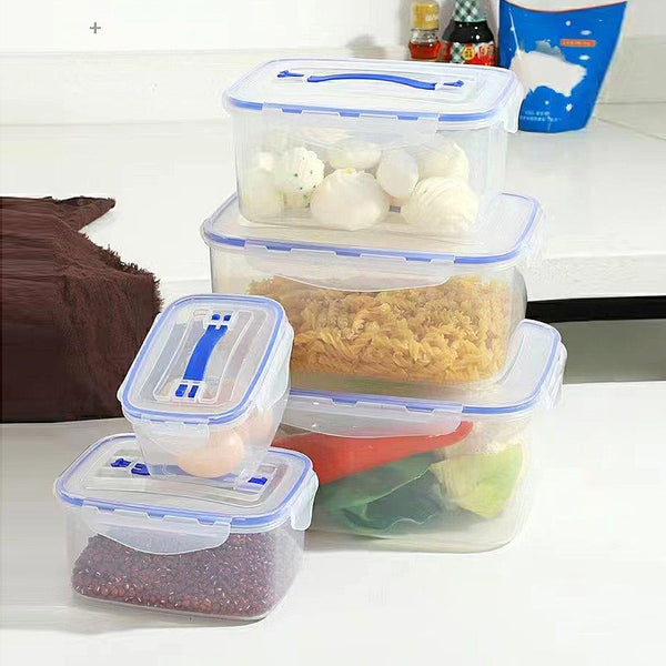 Multipurpose Clear Color Plastic Storage Box Food Container Set of 4 Pcs 29.5*22*13 cm