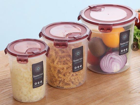 Multipurpose Mixed Colors Plastic Food Canisters Storage Container Set of 3 Pcs 12*16 cm14.5*17 cm17.5*18 cm