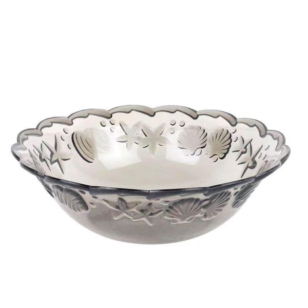 Colored Embossed Pattern Round Plastic Fruit Bowl 270*70 cm