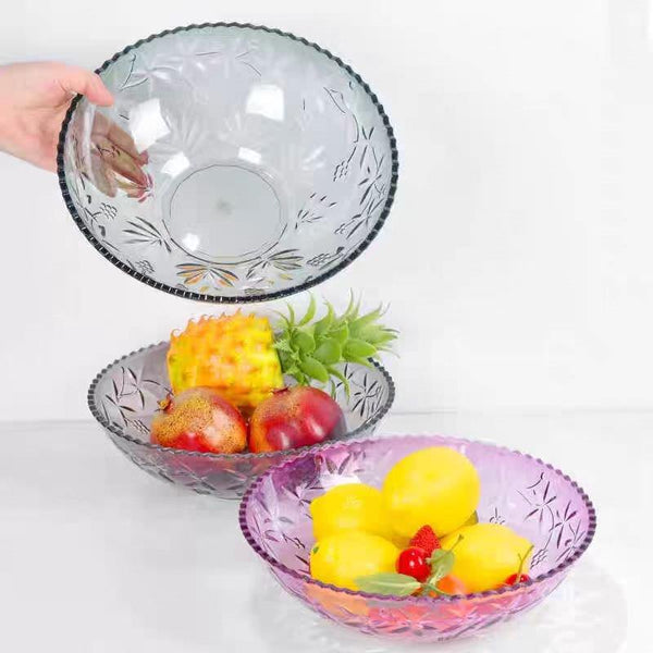 Coloured Embossed Pattern Round Plastic Fruit Bowl 270*90 cm