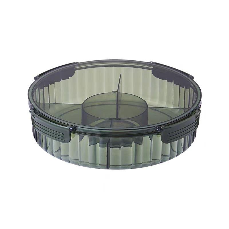 Round Plastic Divided Serving Tray with Lid 