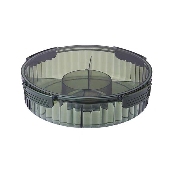 Round Plastic Divided Serving Tray with Lid 