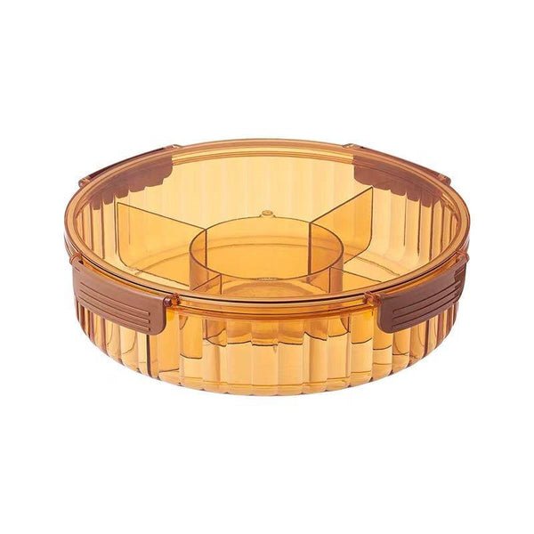 Round Plastic Divided Serving Tray with Lid 